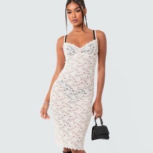 Edkited Dori Lace Body-Con Dress in Cream